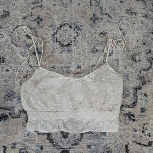 Anthropologie Eyelet Lace Crop Cami Top Womens Medium Cream Boho